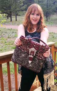 Western Chic Handbag - Burgundy